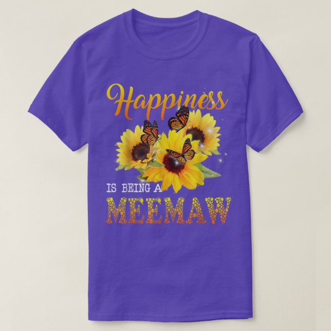 Happiness Is Being A Meemaw Butterfly Sunflowers  T Shirt (Design framsida)