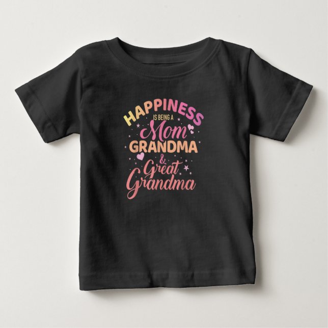 Happiness is being a mom, grandma t shirt (Framsida)