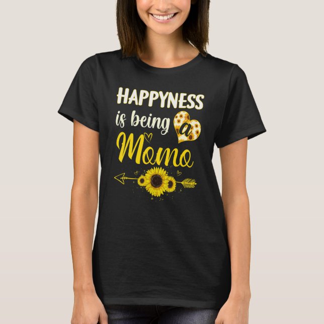 Happiness Is Being A Momo Sunflower Grandma Mother T Shirt (Framsida)