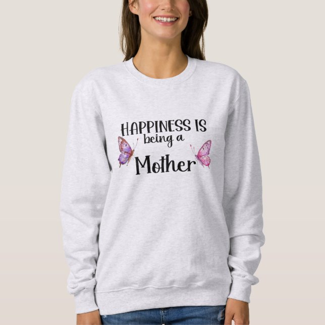 Happiness Is Being A Mother Butterfly Mom Present T Shirt (Framsida)