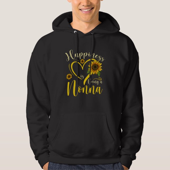 Happiness Is Being A Nonna Sunflower Mother's Day  Hoodie (Framsida)