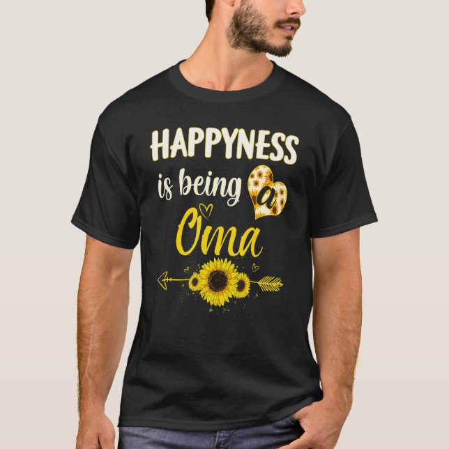 Happiness Is Being A Oma Sunflower Grandma Mother' T Shirt (Framsida)
