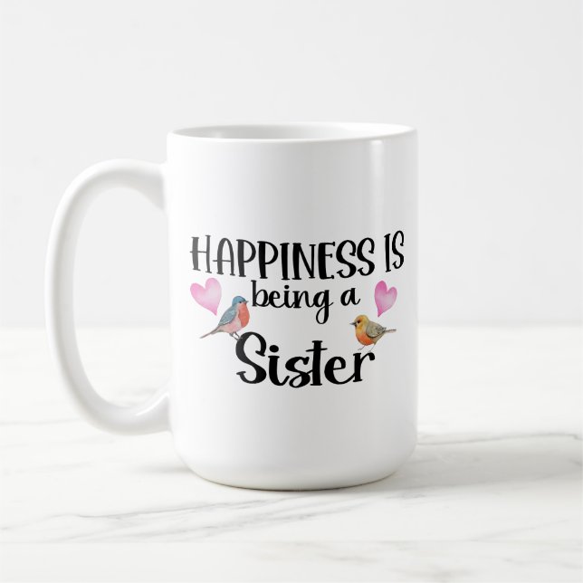 Happiness Is Being A Sister Sibling Big Sis Step Kaffemugg (Vänster)