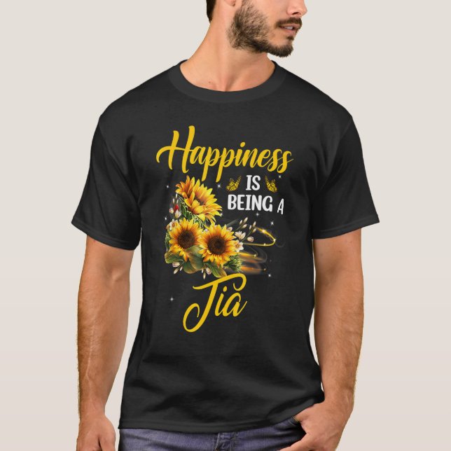 Happiness Is Being A Tia Mother's Day Sunflower Lo T Shirt (Framsida)