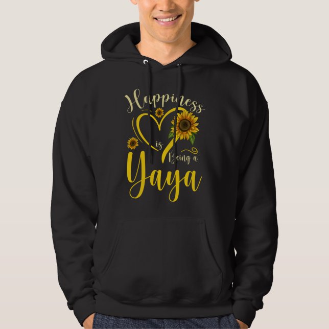 Happiness Is Being A Yaya Sunflower Mother's Day W Hoodie (Framsida)