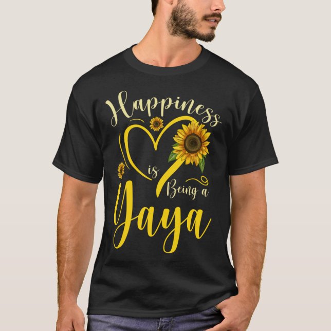 Happiness Is Being A Yaya Sunflower Mother's Day W T Shirt (Framsida)