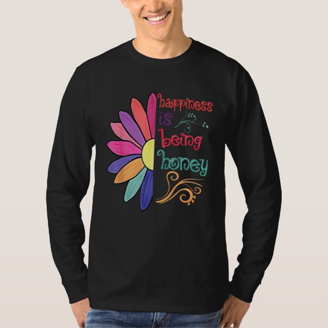 Happiness Is Being Honey Grandma To Be Sunflower M T Shirt (Framsida)
