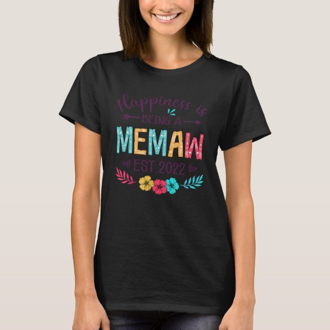 Happiness Is Being Memaw Fall Vibes Flower T Shirt (Framsida)