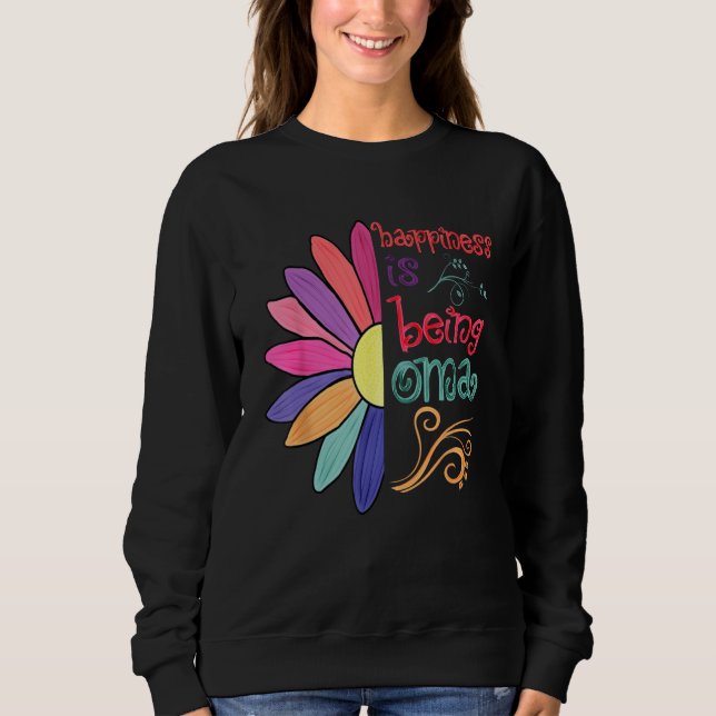 Happiness Is Being Oma Grandma To Be Sunflower Mot T Shirt (Framsida)