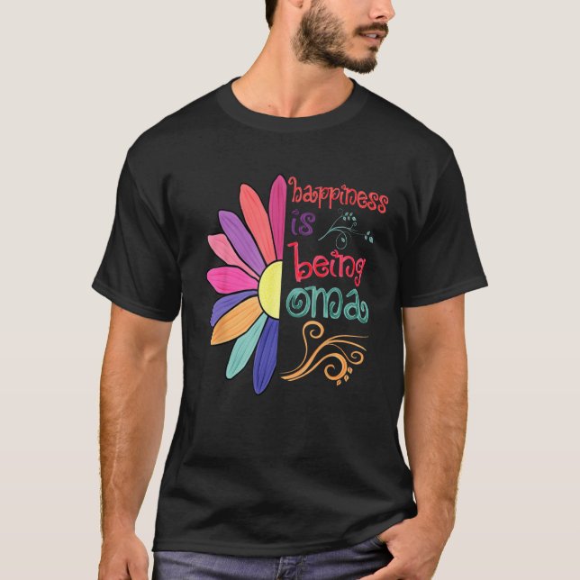 Happiness Is Being Oma Grandma To Be Sunflower Mot T Shirt (Framsida)