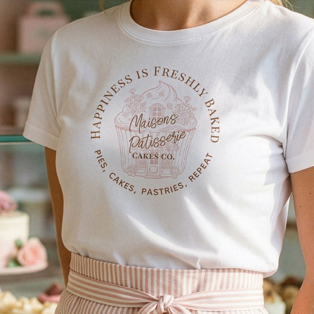 Happiness is Freshly Baked Fun Cupcake Bakery Logo T Shirt (Happiness is Freshly Baked Fun Cupcake Bakery Logo Tri-Blend Shirt)
