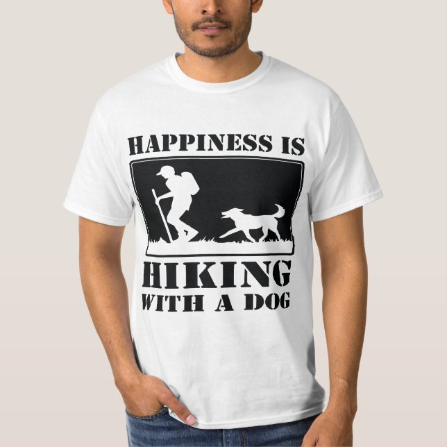 Happiness Is Hiking With a Dog Graphi Men's  T Shirt (Framsida)