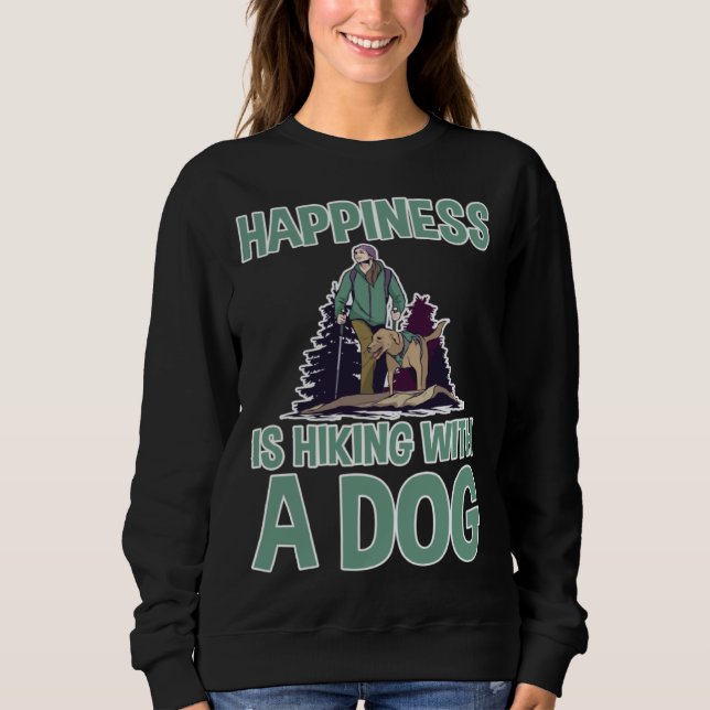 Happiness Is Hiking With A Dog T Shirt (Framsida)