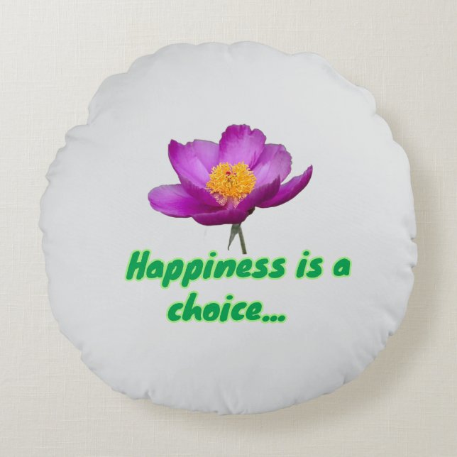 Happiness is  rund kudde (Framsidan)