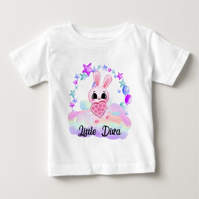 Happiness magic sweet bunny in the rainbow t shirt (Framsida)