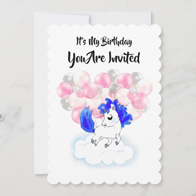 Happiness magic unicorn inbjudningar (Framsida)