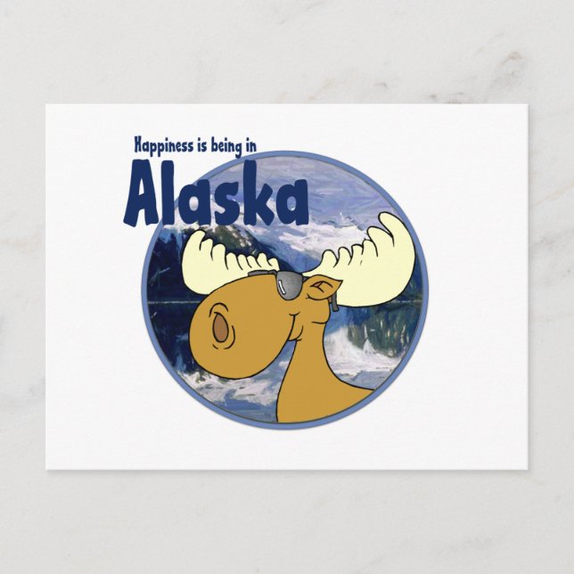 Happiness Moose - Alaska Vykort (Framsida)