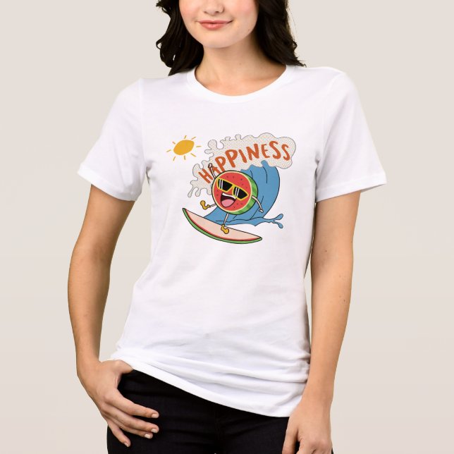 Happiness Watermelon T-shirt – Surf & Summer Fun (Framsida)