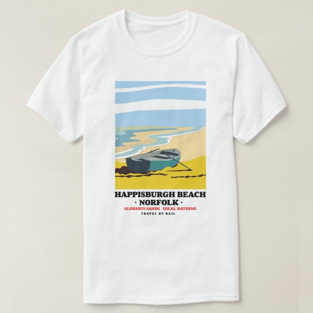 Happisburgh Beach Norfolk-reseaffisch T Shirt (Design framsida)