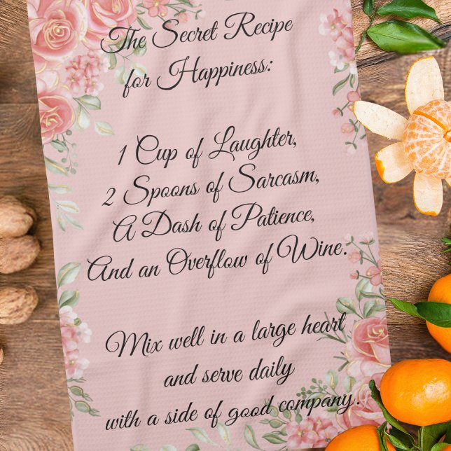 Happity Recipe Blommigt Kitchen Towel Kökshandduk (Skapare uppladdad)
