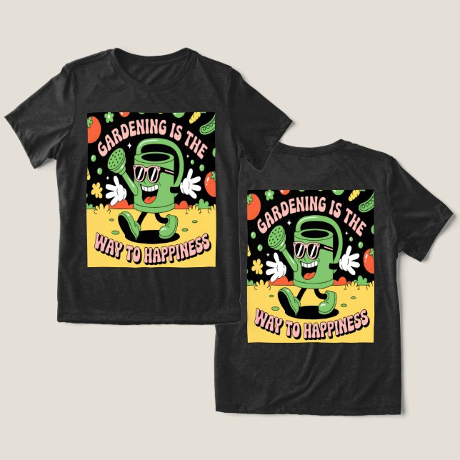  Happity Watering Can T Shirt (Design fram och bak)