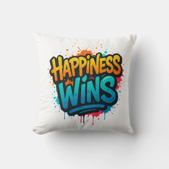 Happity Wins Graffiti Design Kudde (Framsida)