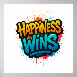 Happity Wins Graffiti Design Poster