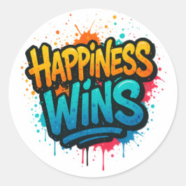 Happity Wins Graffiti Design Runt Klistermärke