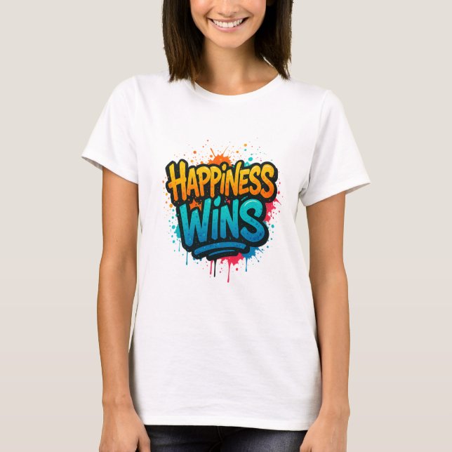 Happity Wins Graffiti Design T Shirt (Framsida)