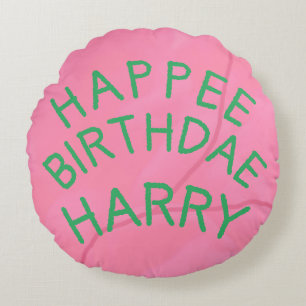 Happthdae Cake Pouf Pillow Rund Kudde