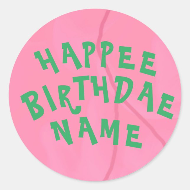 Happthdae Personlig Cake Sticker Runt Klistermärke (Framsida)