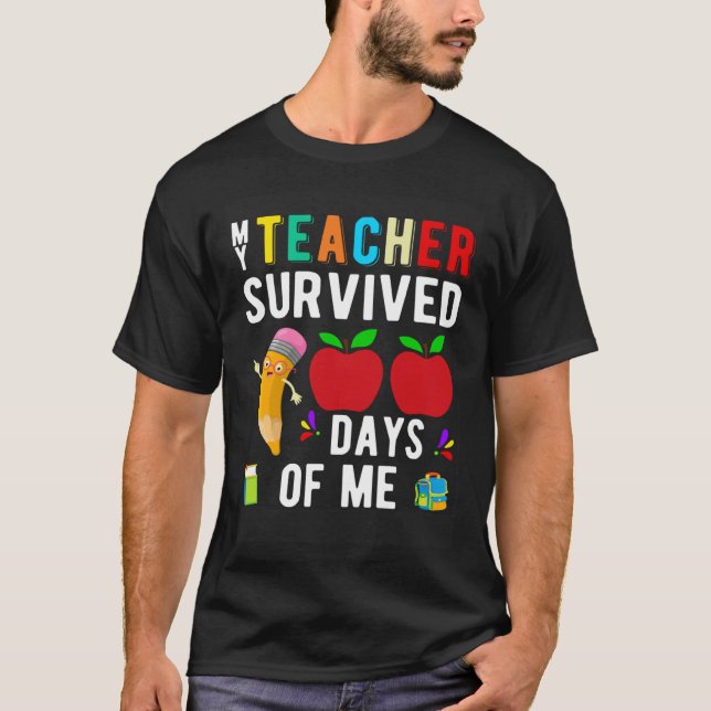 Happy 100 Day of School Funny Teachers Students Hu T Shirt (Framsida)