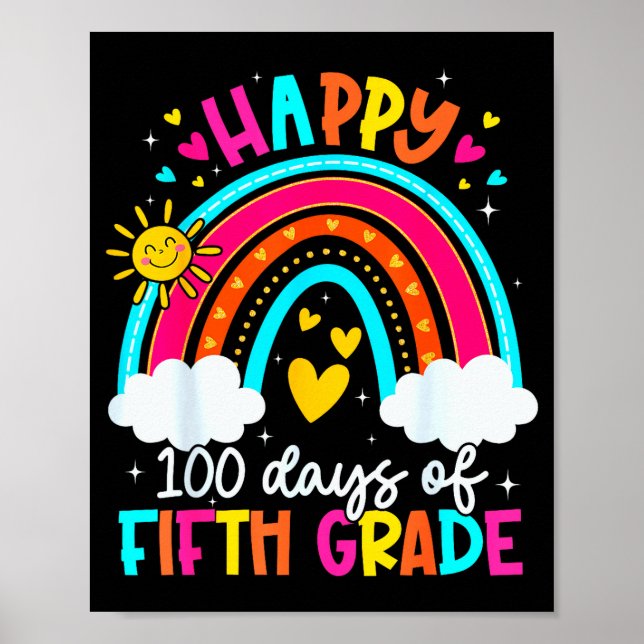 Happy 100 Days Of 5th Grade Kids Teacher 100th Day Poster (Framsidan)