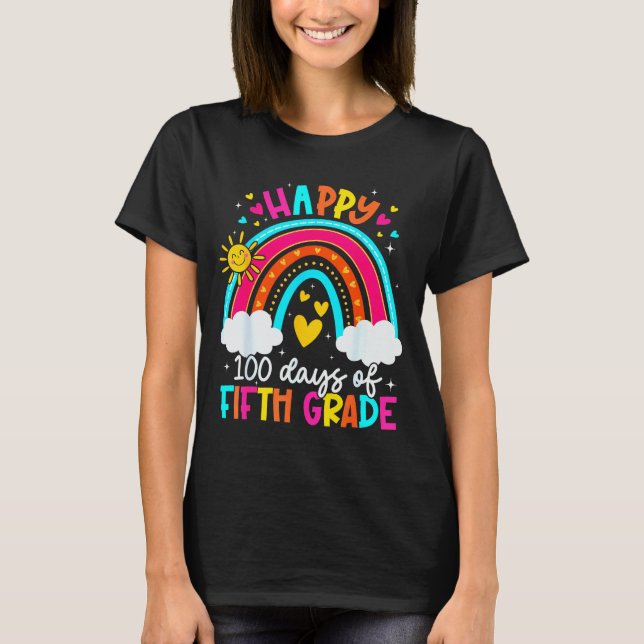 Happy 100 Days Of 5th Grade Kids Teacher 100th Day T Shirt (Framsida)
