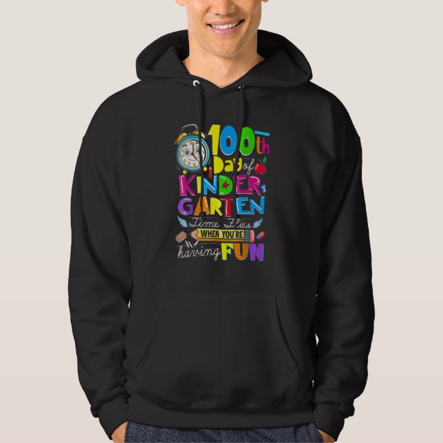 Happy 100 Days Of Kindergarten School Teachers Kid Hoodie (Framsida)