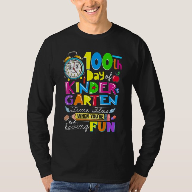 Happy 100 Days Of Kindergarten School Teachers Kid T Shirt (Framsida)
