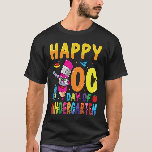 Happy 100 Days Of Kindergarten Students 100th Days T Shirt (Framsida)