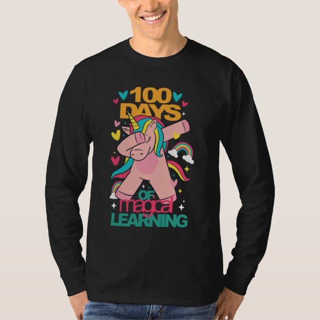 happy 100 days of magical learning  unicorn teache t shirt (Framsida)