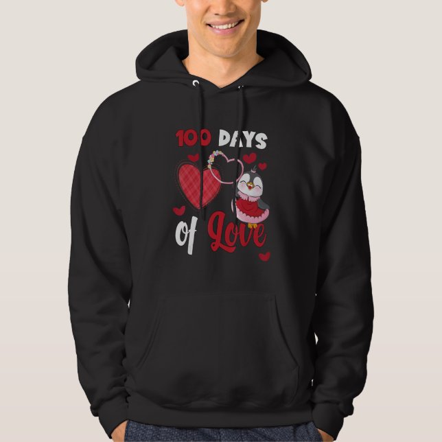 Happy 100 Days of school 100 days of love Cute pen Hoodie (Framsida)