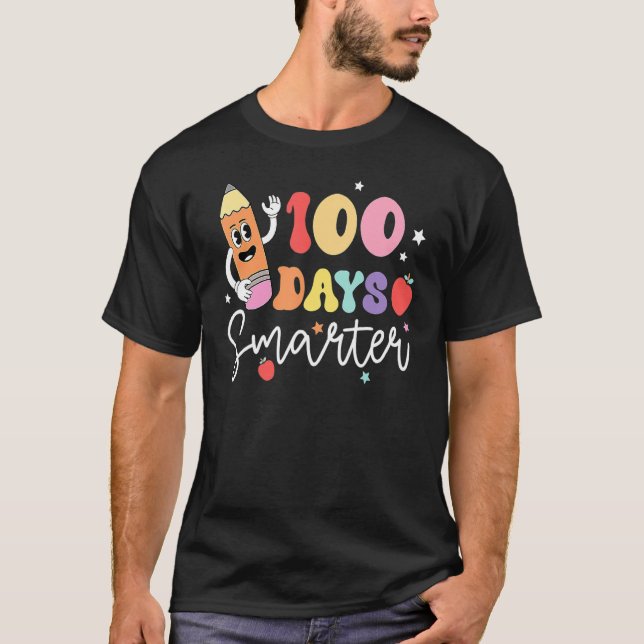 Happy 100 Days Of School 100 Days Smarter Brighter T Shirt (Framsida)