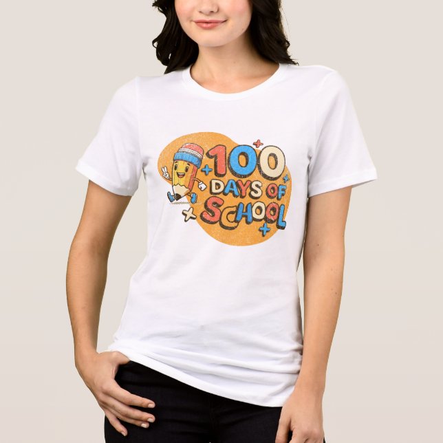 Happy 100 Days of School Celebration Retro  T Shirt (Framsida)