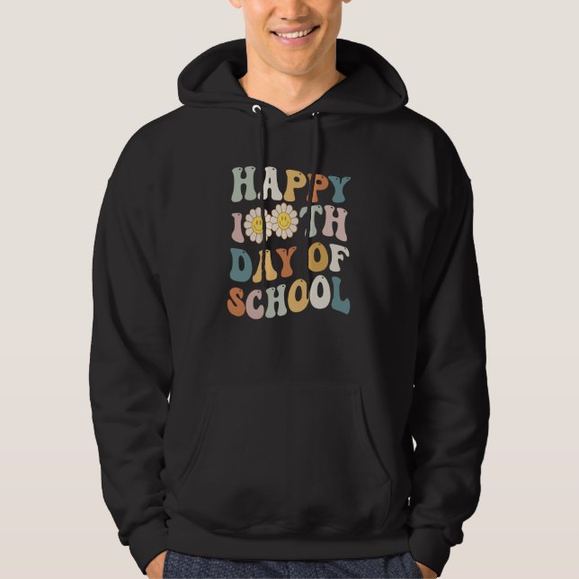 Happy 100 Days of School for Teacher Retro Groovy  Hoodie (Framsida)