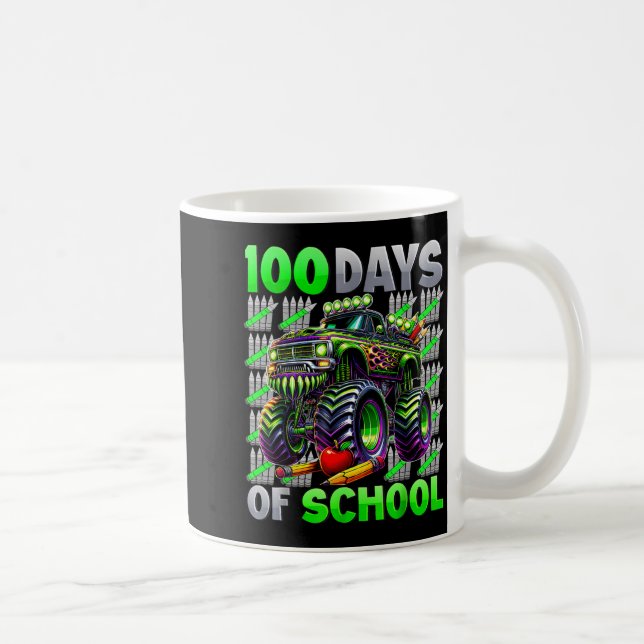 Happy 100 Days Of School Funny Monster Truck Stude Kaffemugg (Höger)