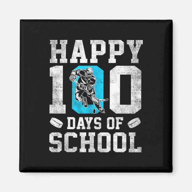 Happy 100 Days Of School Hockey Lovers Boys Girls  Magnet (Framsidan)