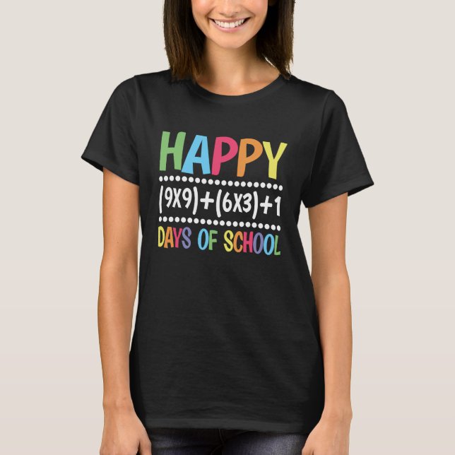 Happy 100 Days of School Math Equation 100 Days Sm T Shirt (Framsida)