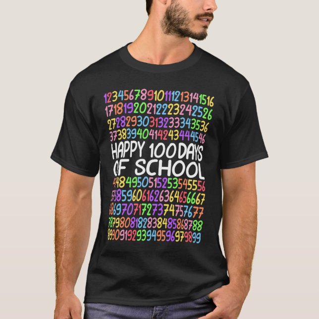 Happy 100 Days Of School Math Kindergarten 1st Gra T Shirt (Framsida)