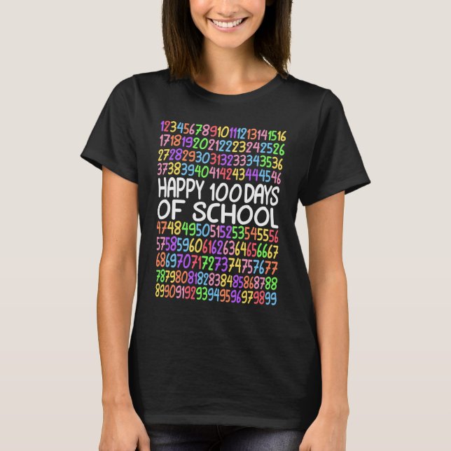 Happy 100 Days Of School Math Kindergarten 1st Gra T Shirt (Framsida)