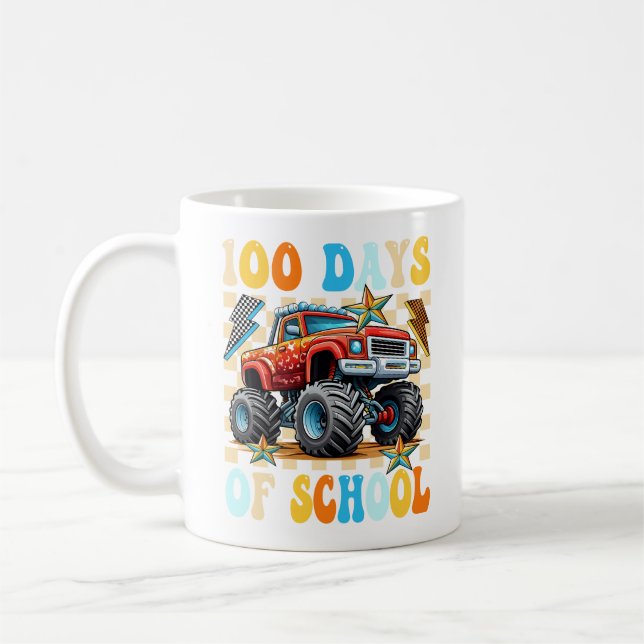 Happy 100 Days Of School Monster Truck  Kaffemugg (Vänster)