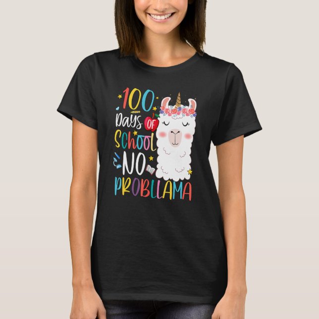 Happy 100 Days Of School No Pro Llama Llama Teache T Shirt (Framsida)