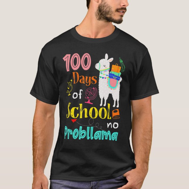 Happy 100 Days Of School No Problama School Llama  T Shirt (Framsida)